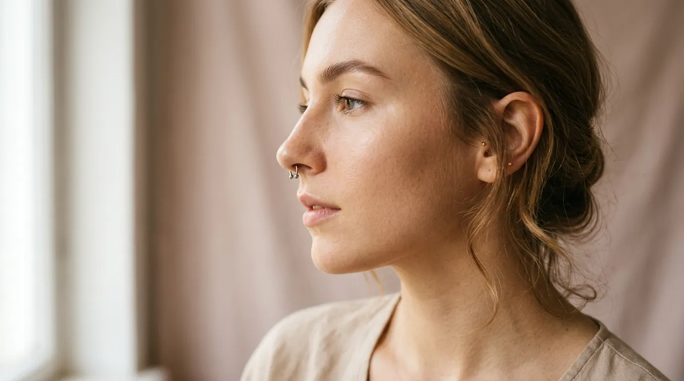 Septum piercing anatomy showing the sweet spot location